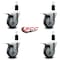 Service Caster 4'' Thermoplastic Rubber Swivel 1-3/8'' Expanding Stem Caster Set Total Lock Brake, 4PK SCC-EXTTL20S414-TPRB-138-4 - alternate 4